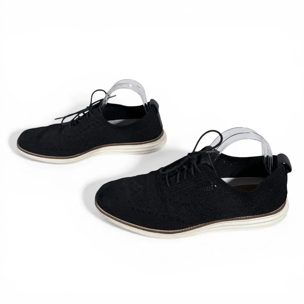 ⭐️Cole Haan Men's 11M Black Originalgrand Stitchlite Wingtip Textile Oxford